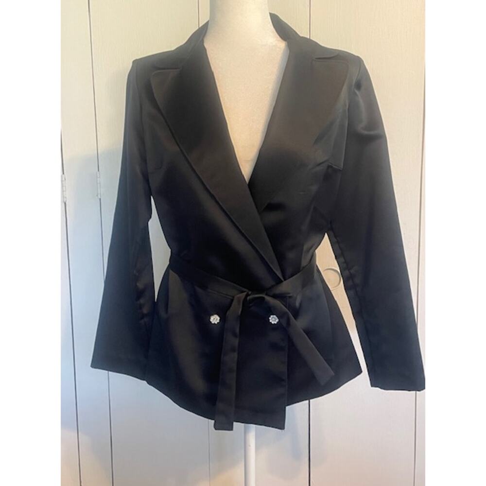 Vintage Koret of California Women's Tuxedo Jacket w/ Belt Black Size 12 USA Made